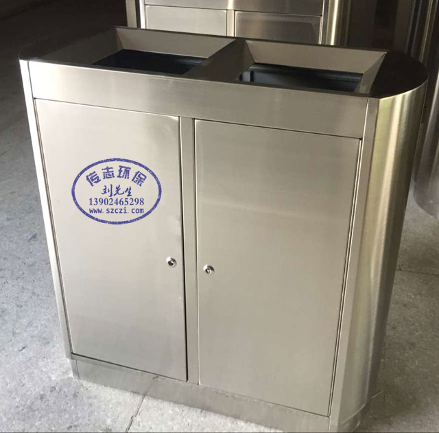室內(nèi)酒店加厚環(huán)保分類不銹鋼垃圾桶